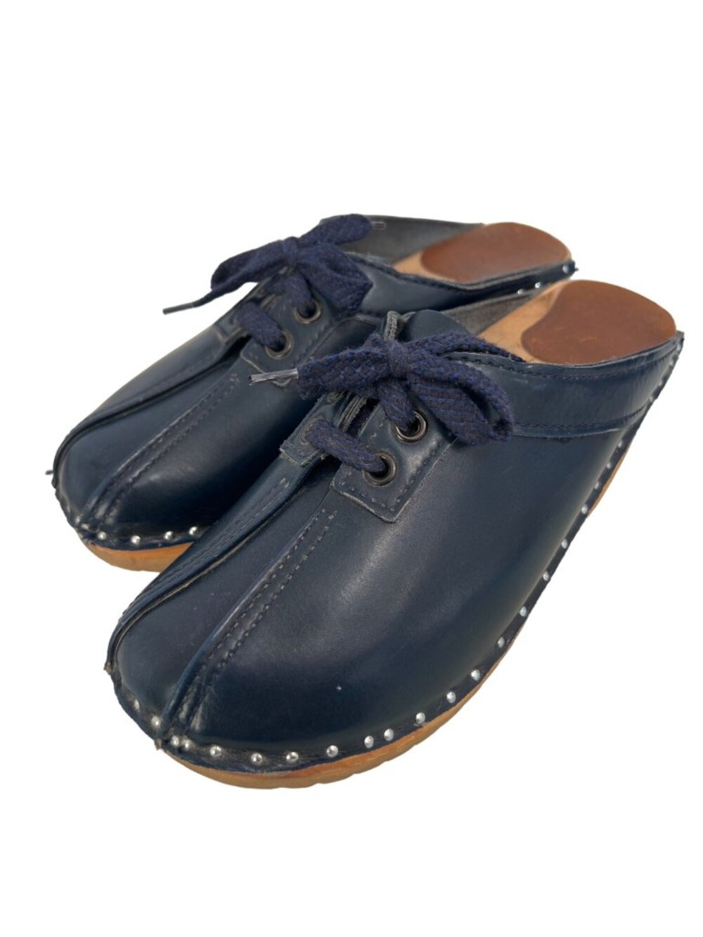 Troentorp Bastad Clog Size 35 Audubon Leather Navy Blue Leather Round Toe Comfy